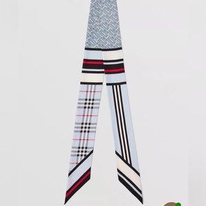 Montage Print Silk Skinny Scarf